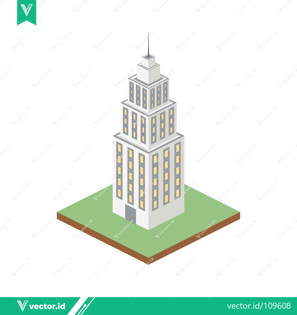 Premium Vector dari Isometric Skyscraper Building on Green Ground