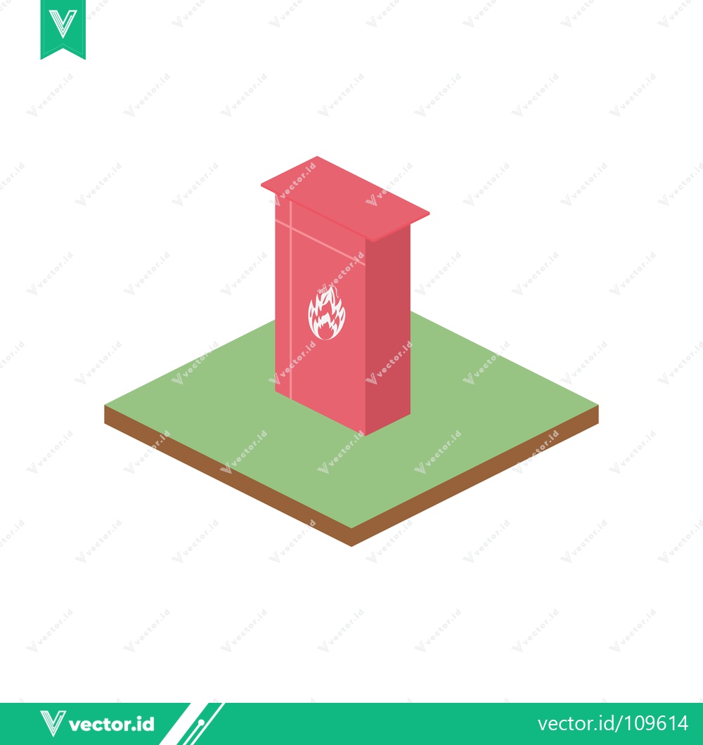Premium Vector of Isometric Red Gas Meter Box on Green Ground