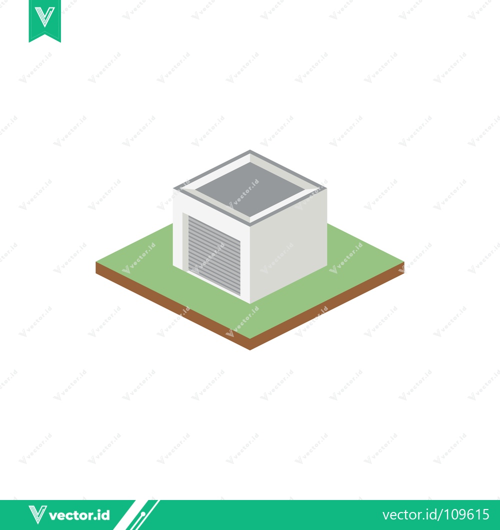 Premium Vector dari Isometric Modern Building on Green Grass Plot