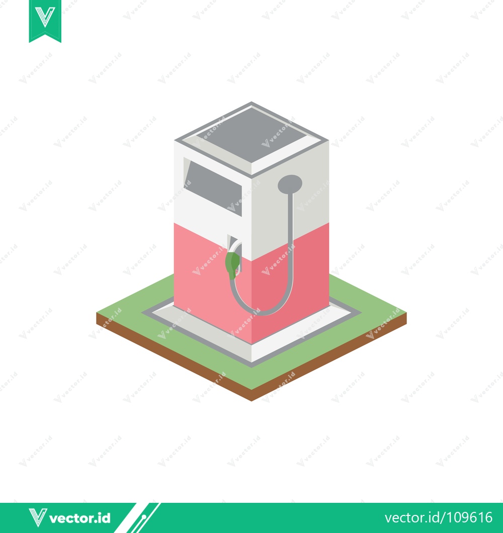 Premium Vector of Isometric Gas Pump Station Icon on White Background