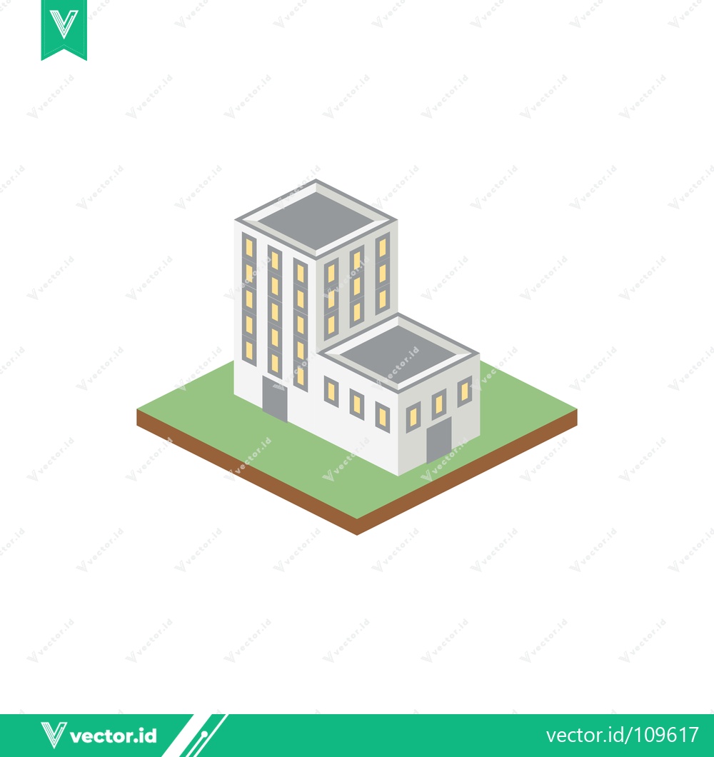 Premium Vector dari Isometric Building Icon on Green Base