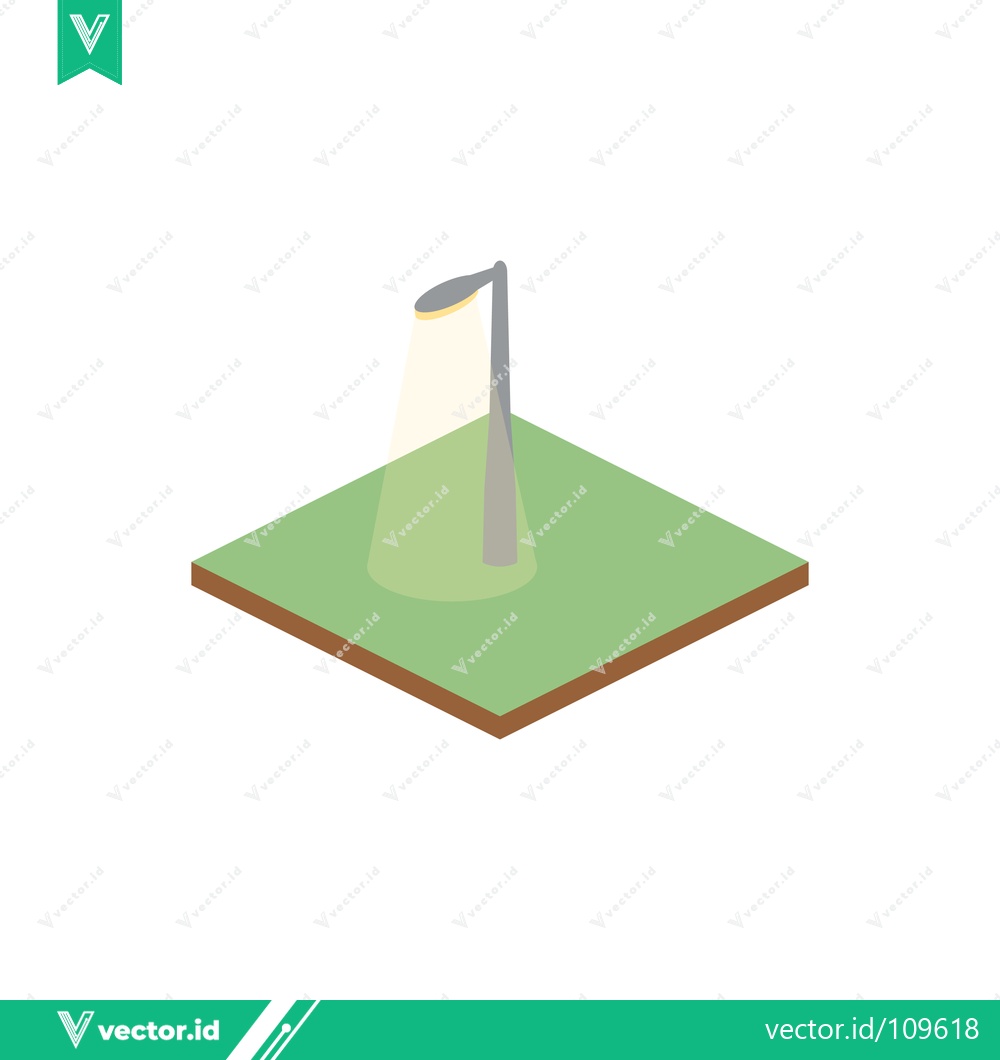 Premium Vector dari Isometric Street Lamp Illuminating Green Grass Square