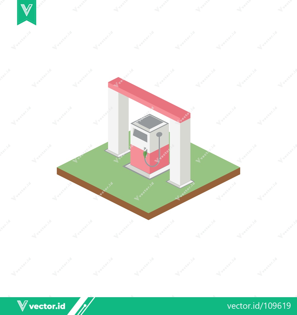 Premium Vector dari Isometric Gas Station Pump Icon on Green Ground