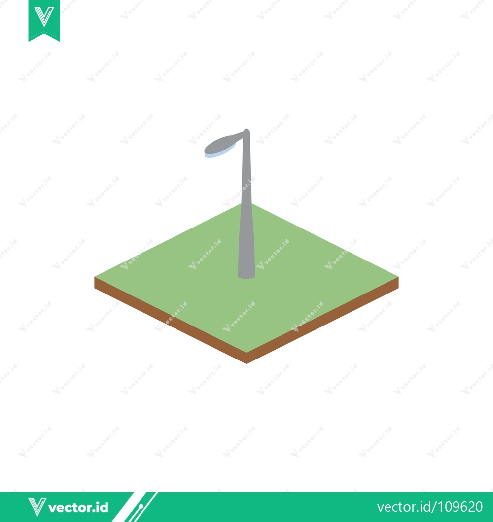 Premium Vector dari Isometric Street Lamp on Green Grass Square