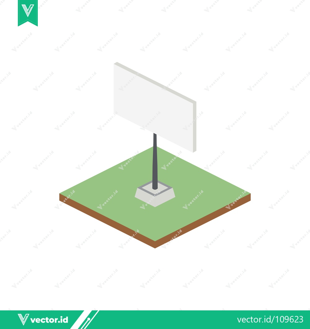Premium Vector dari Isometric Billboard on Green Grass with White Blank Sign