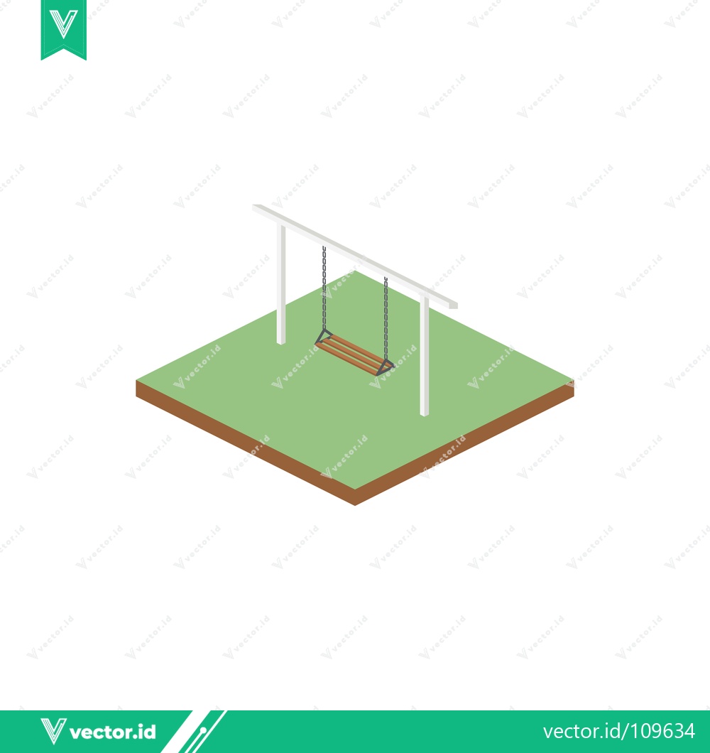 Premium Vector dari Isometric Playground Swing Set on Green Grass Square