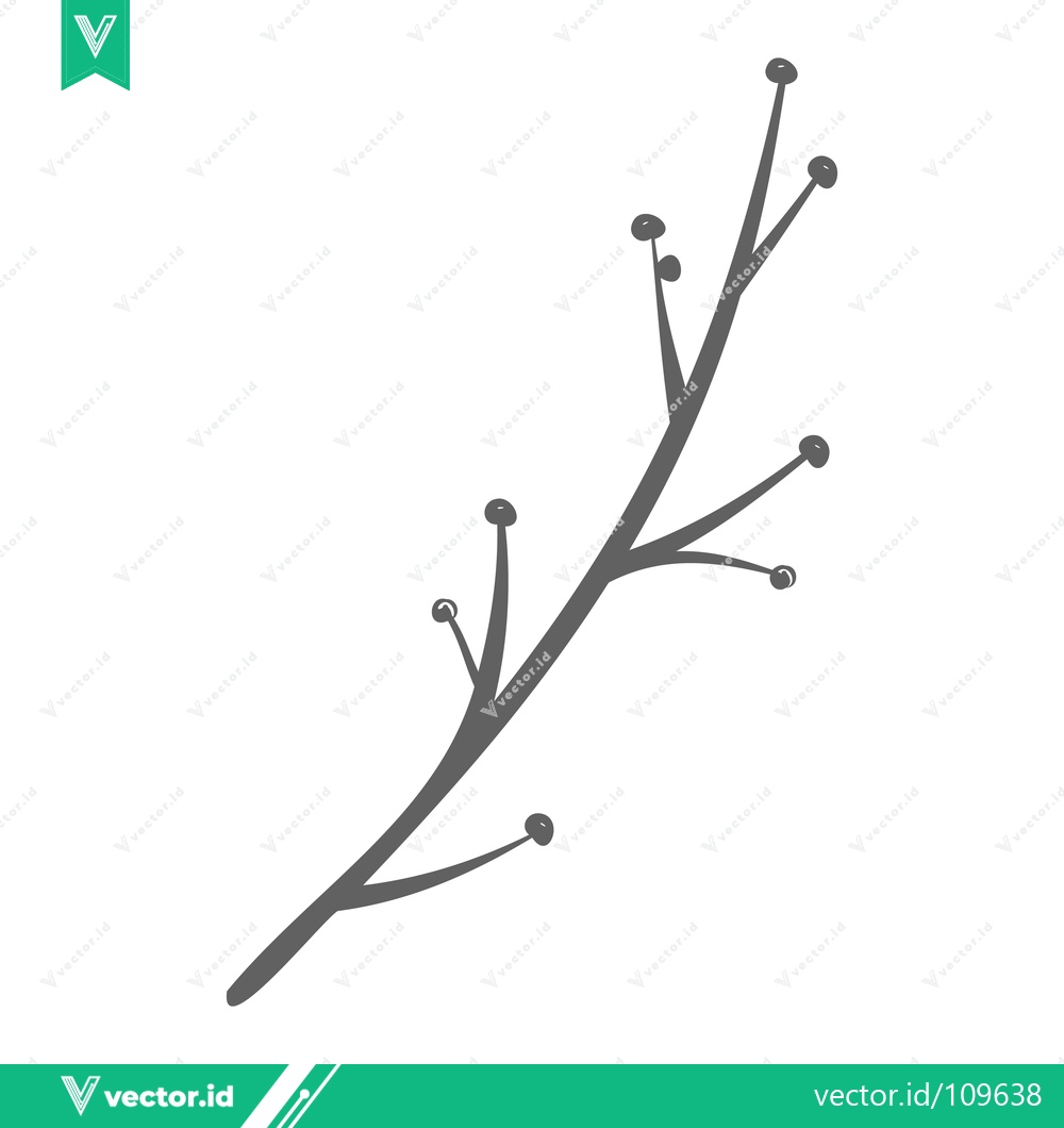 Premium Vector of Minimalist Botanical Branch with Buds Illustration