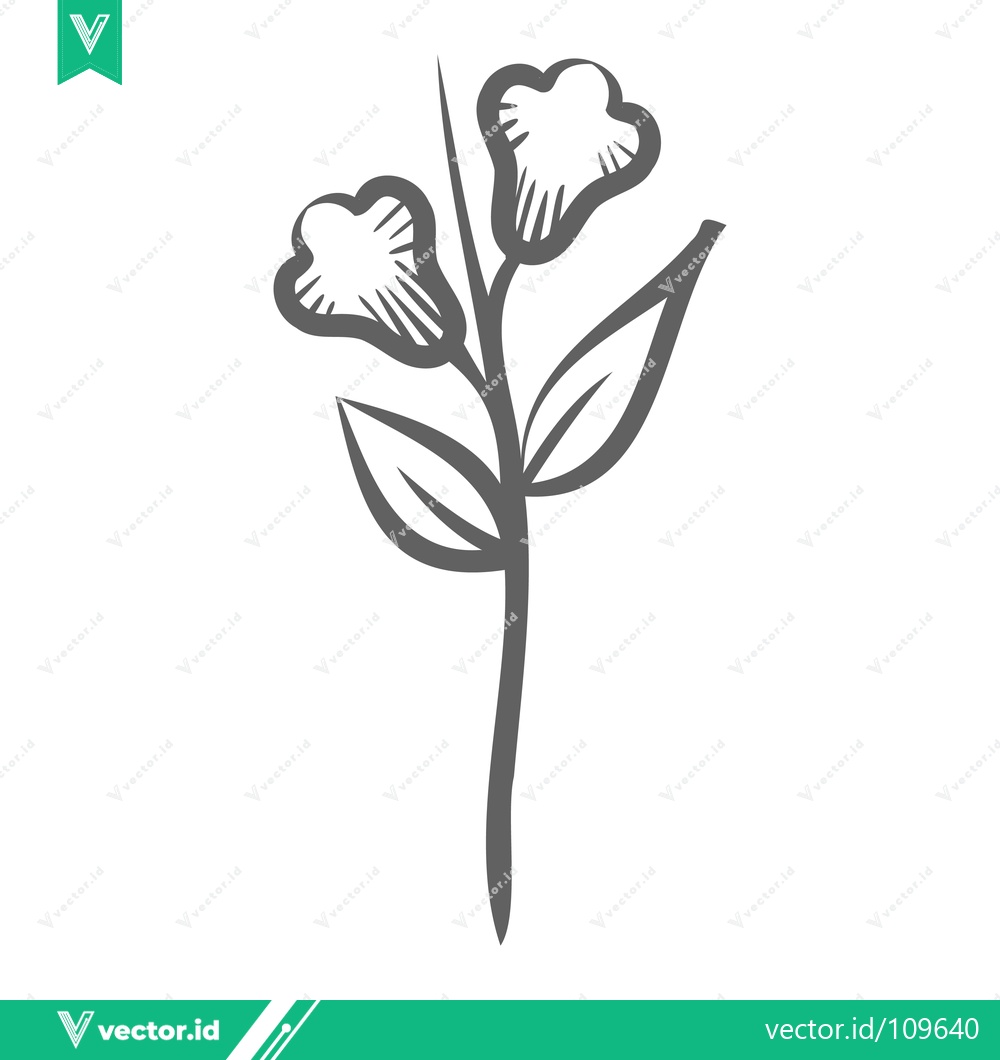 Premium Vector dari Minimalist line art of a delicate flowering plant with two buds and leaves isolated on a white background representing nature and simplicity