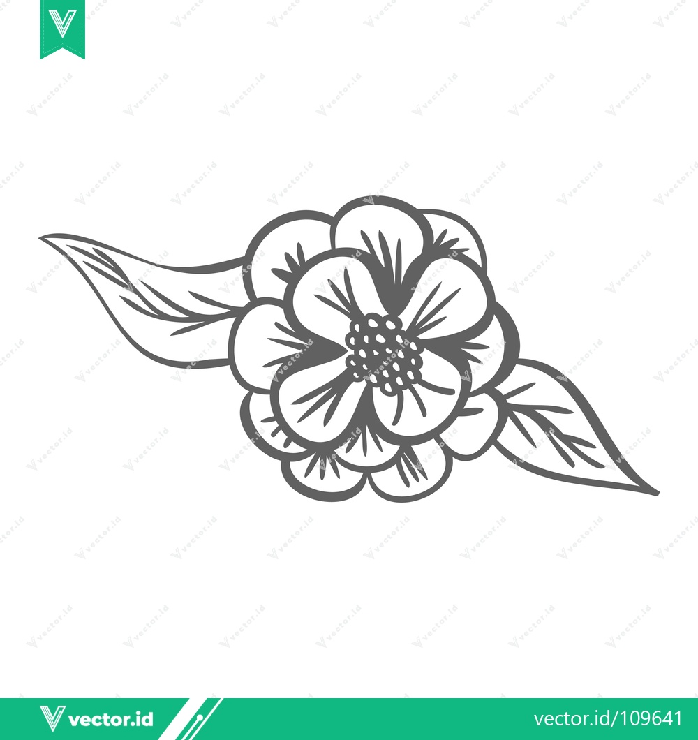 Premium Vector dari Elegant Hand-Drawn Flower with Leaves Vector Illustration