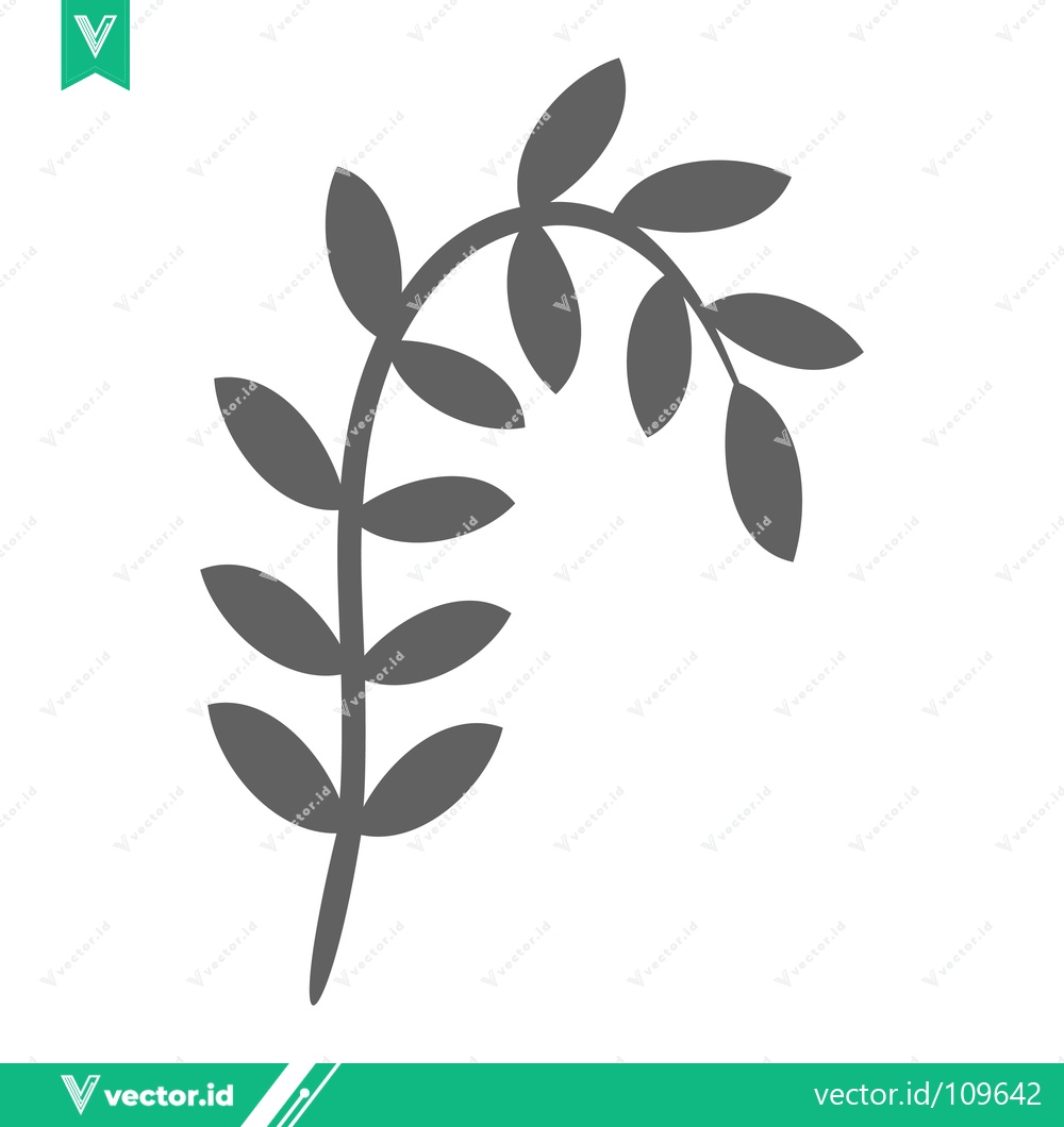 Premium Vector of Minimalist Botanical Illustration of a Curved Branch with Leaves