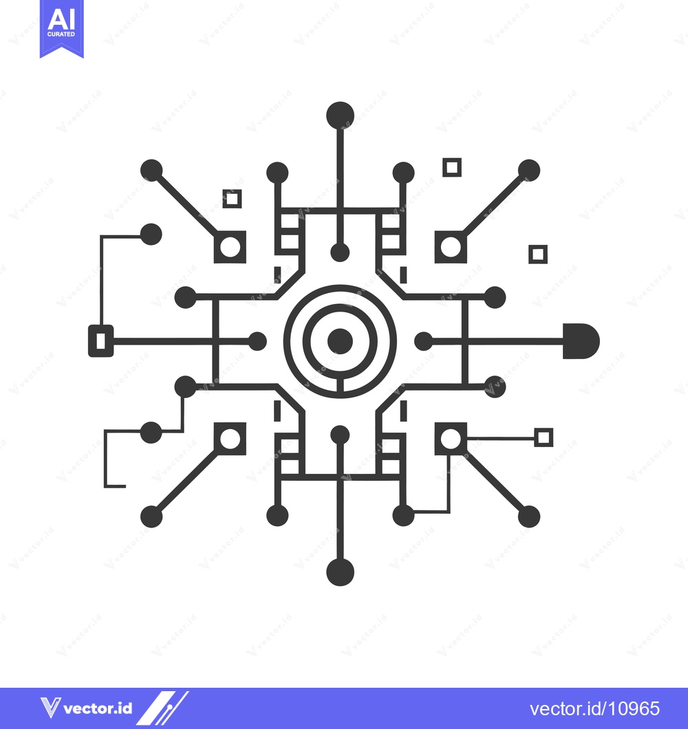 Premium Vector dari Abstract black and white circuit board design with central hub