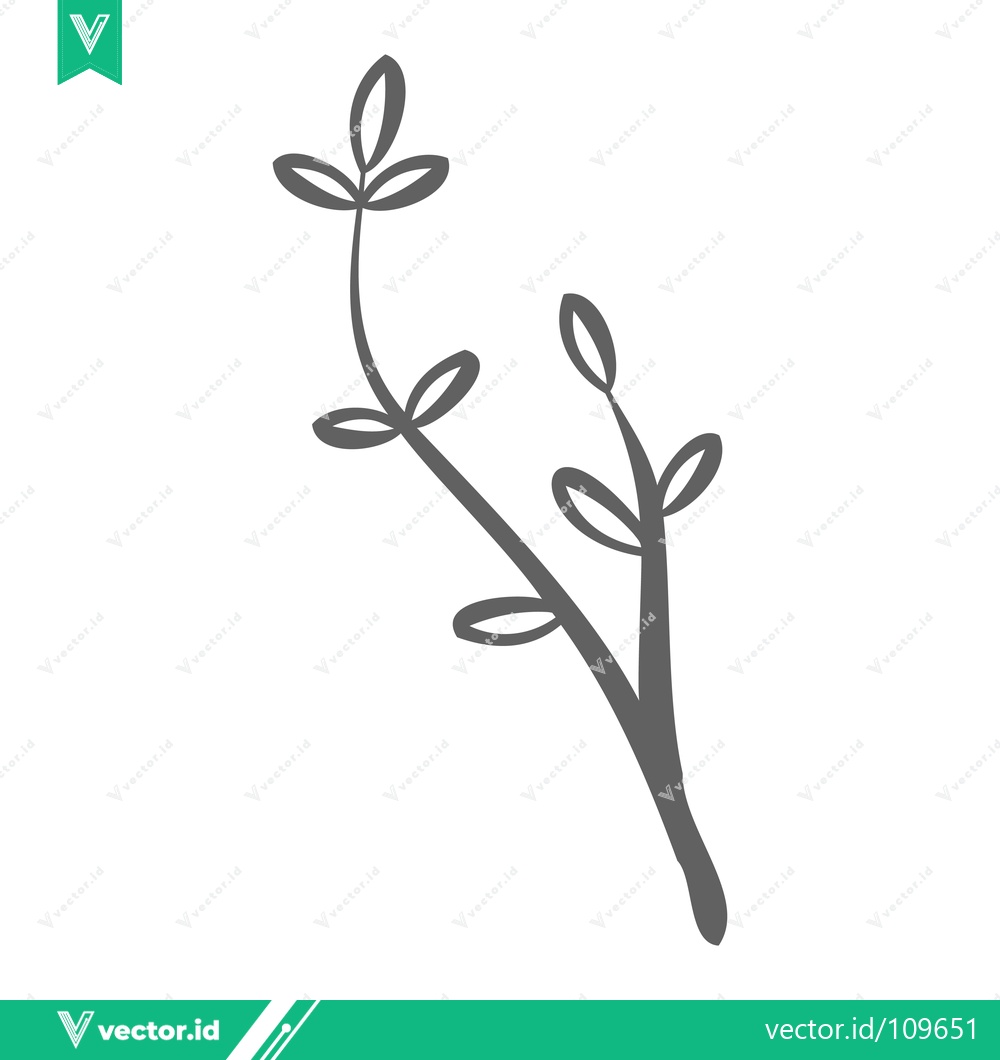 Premium Vector dari Minimalist botanical illustration of a delicate plant stem with leaves