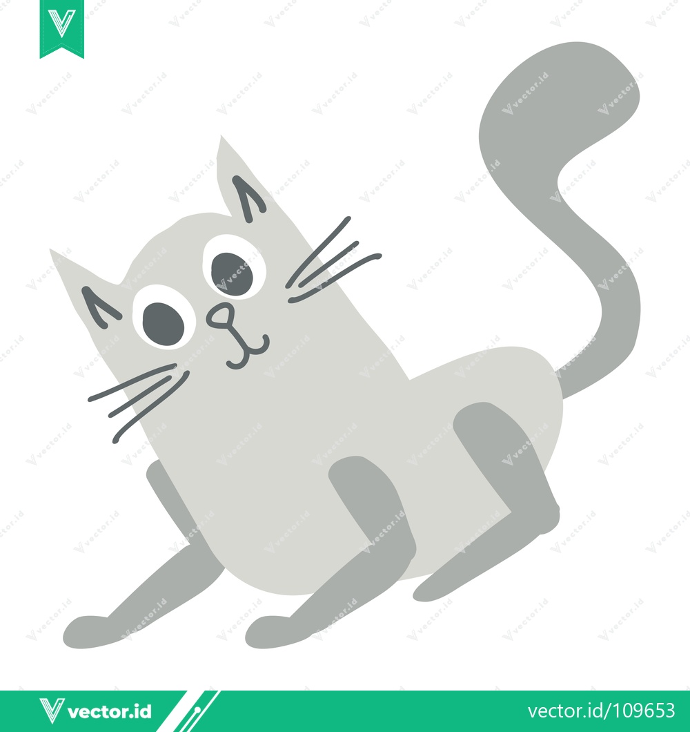 Premium Vector of Cute cartoon grey cat illustration