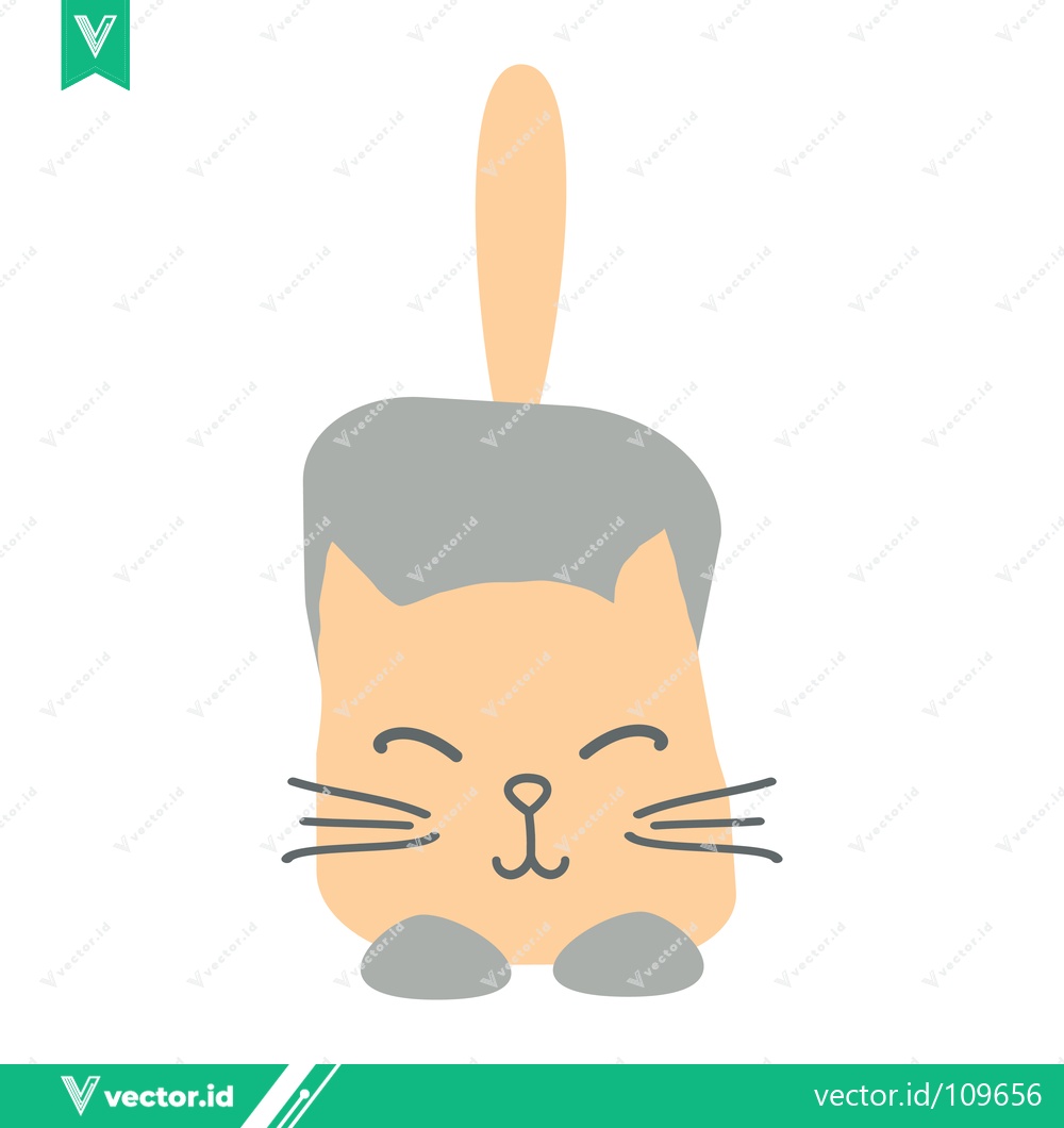 Premium Vector of Cute cartoon cat illustration with closed eyes and whiskers