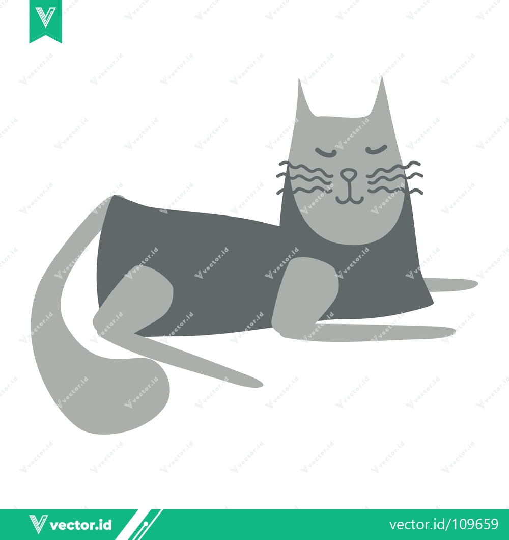 Premium Vector of Minimalist Gray Cat Illustration Wearing a Dark Gray T-Shirt