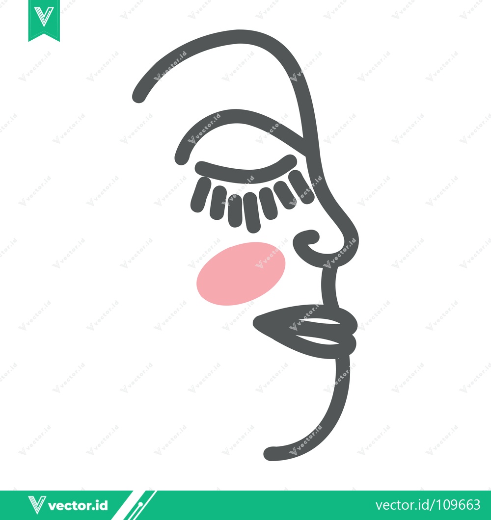 Premium Vector of Minimalist Line Art of a Womans Face with Pink Cheek