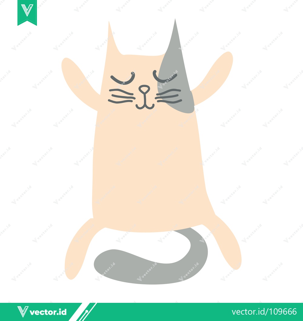 Premium Vector of Cute cartoon cat doing yoga pose with eyes closed and arms outstretched