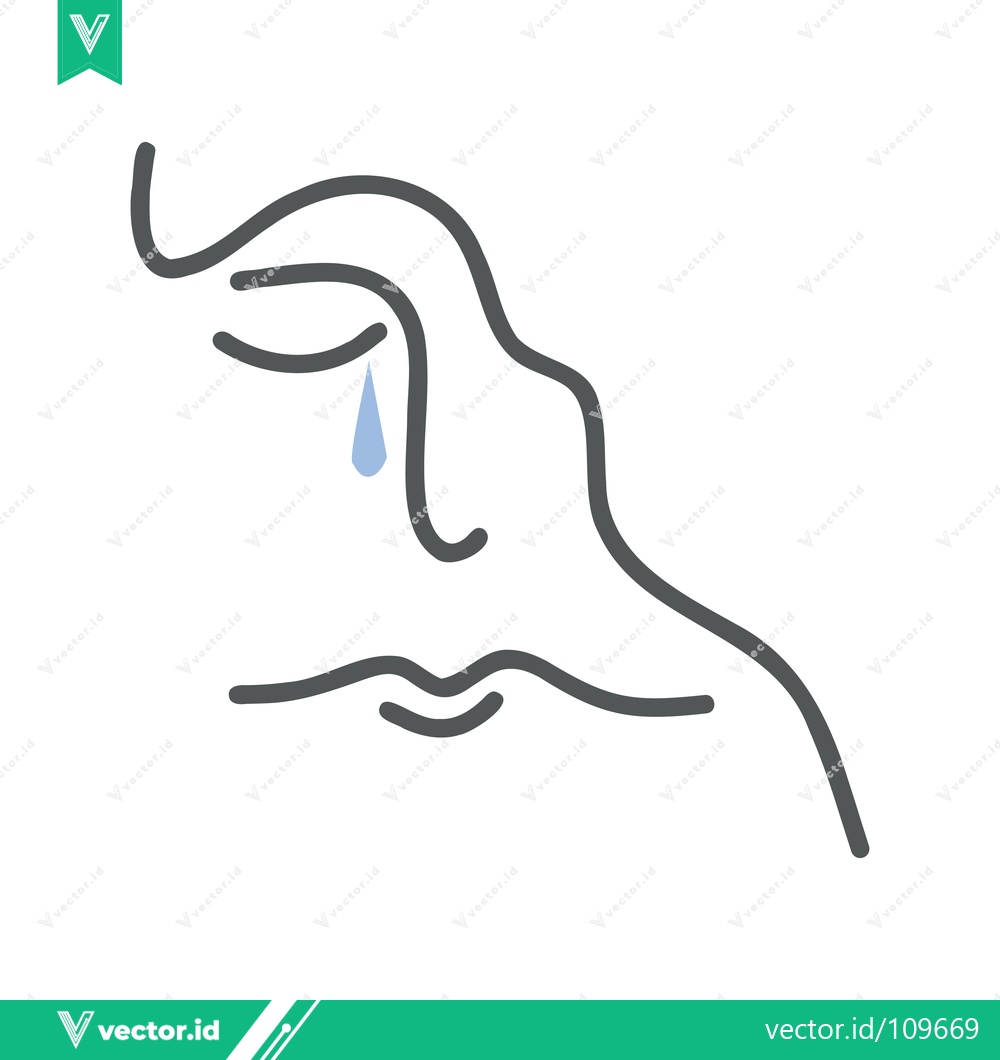 Premium Vector dari Minimalist Line Art of a Crying Face with a Tear