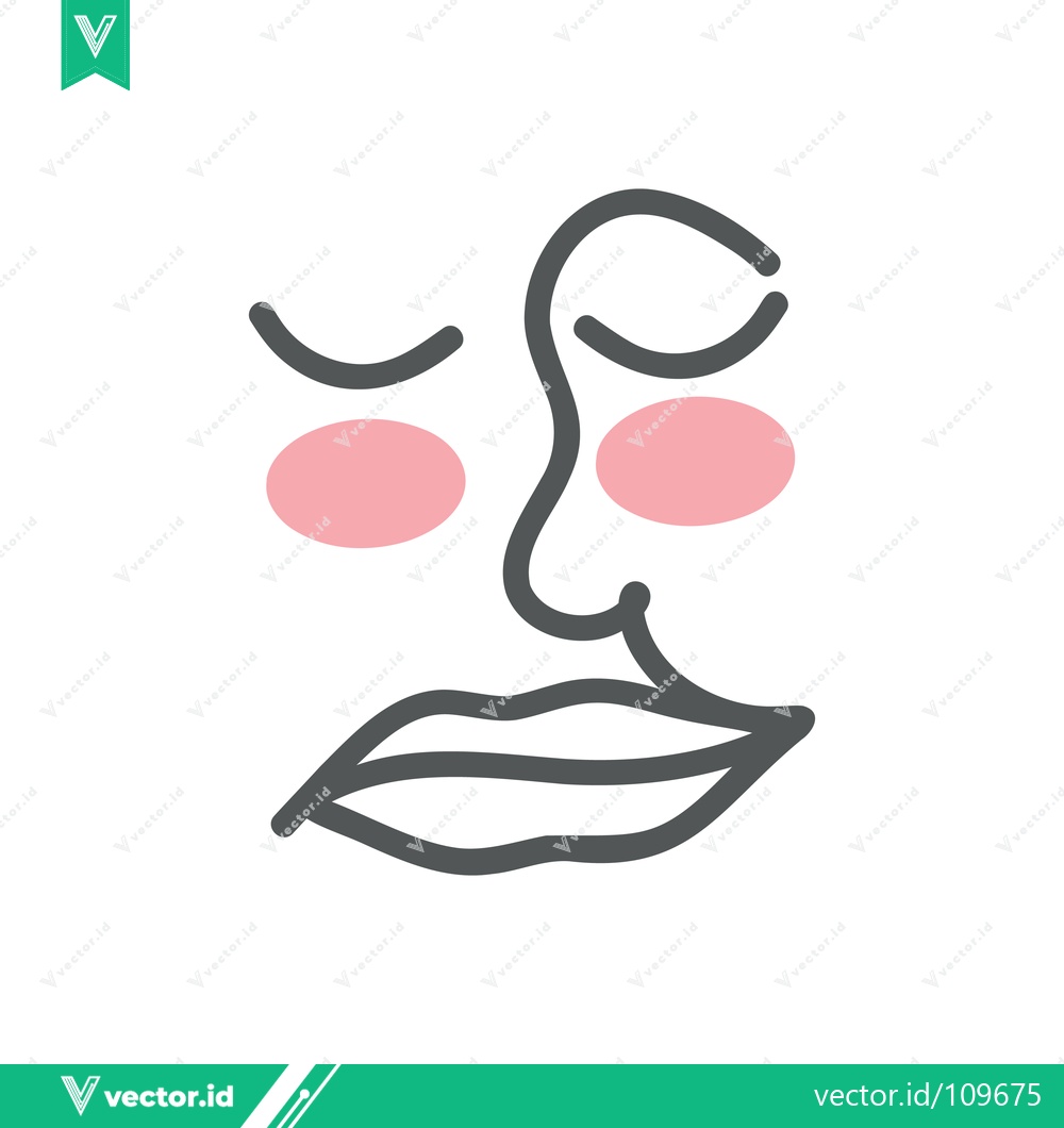 Premium Vector of Minimalist Line Art Face with Pink Cheeks