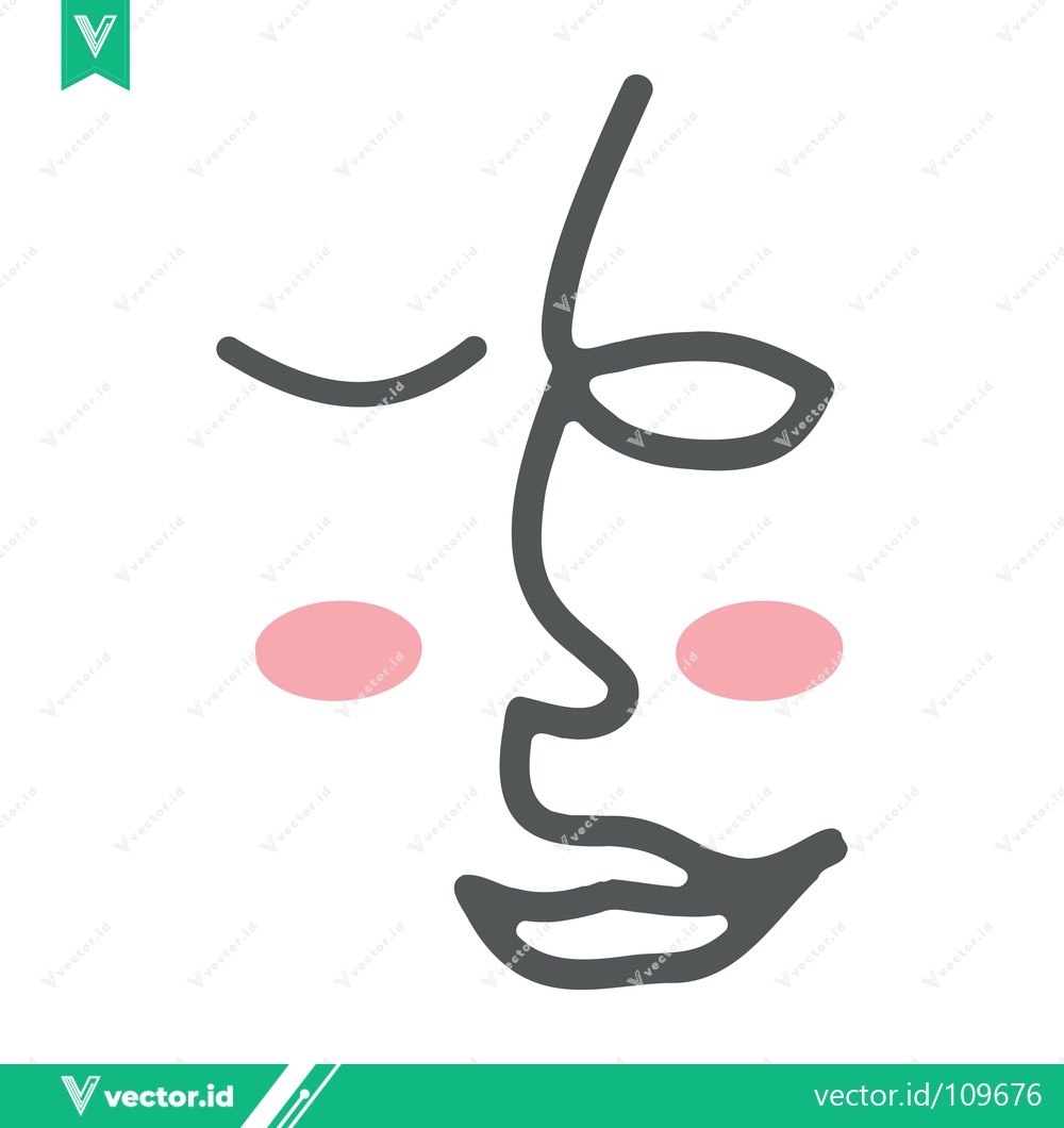 Premium Vector dari Minimalist Line Art Face with Pink Cheeks