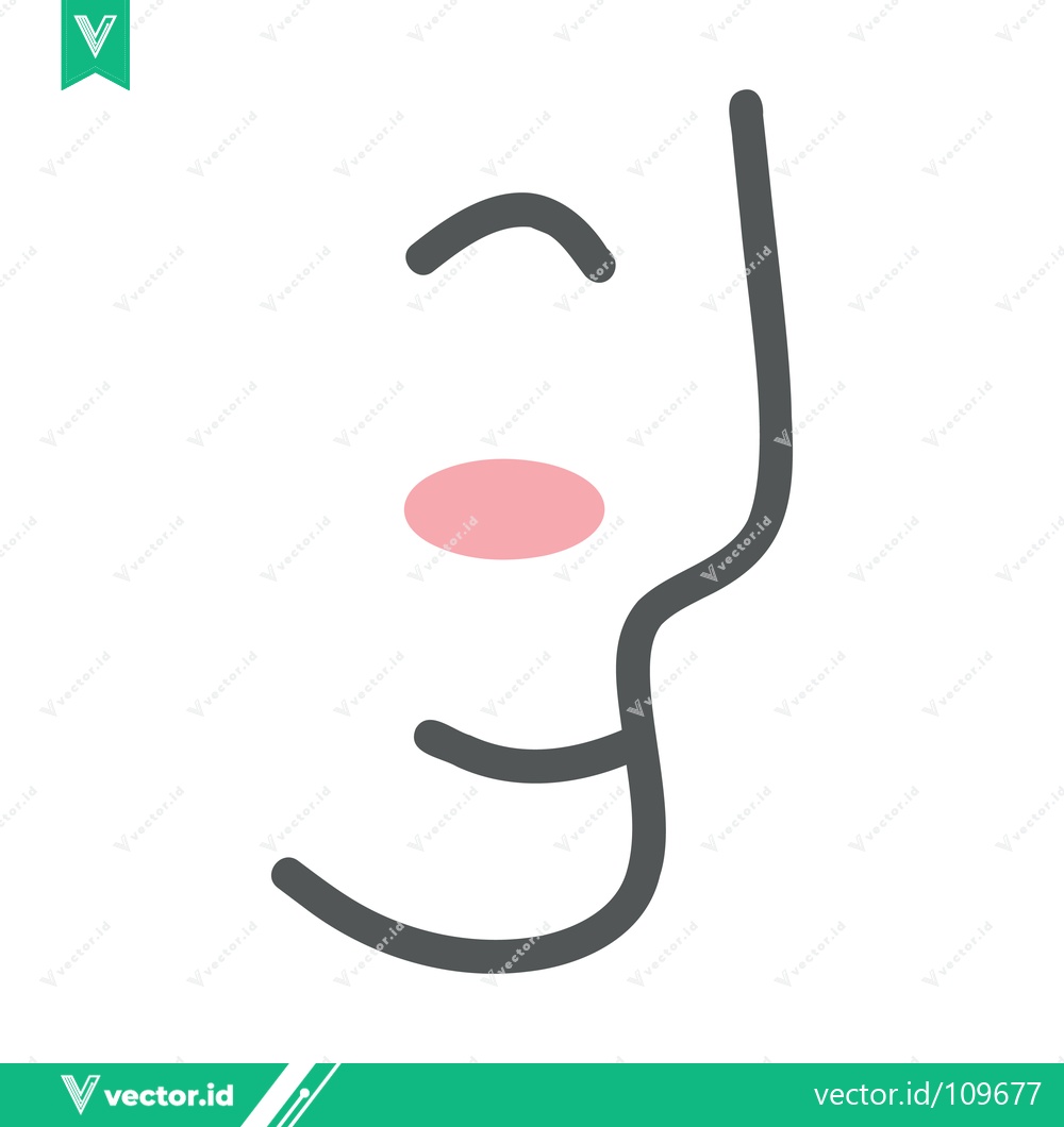 Premium Vector of Minimalist Line Art Face with Pink Blush