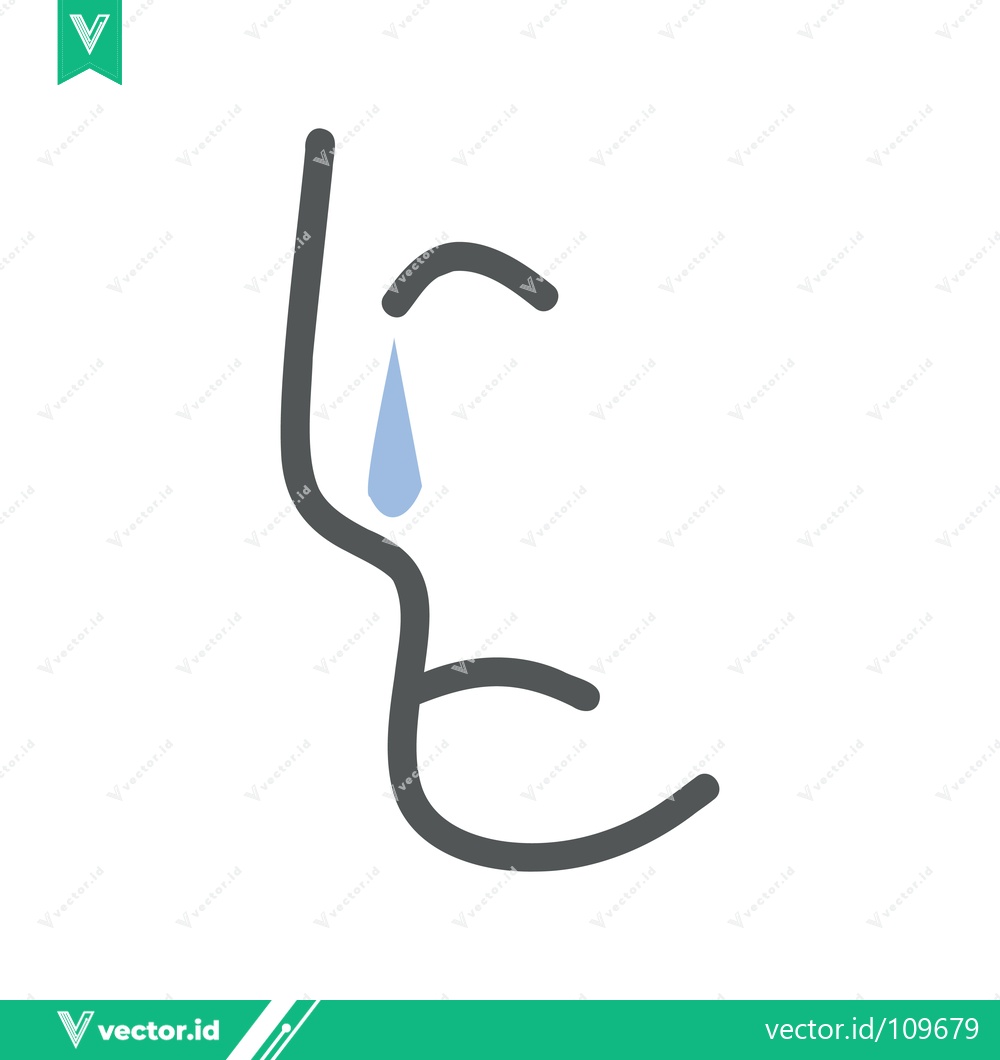 Premium Vector dari Minimalist illustration of a crying face with a tear drop