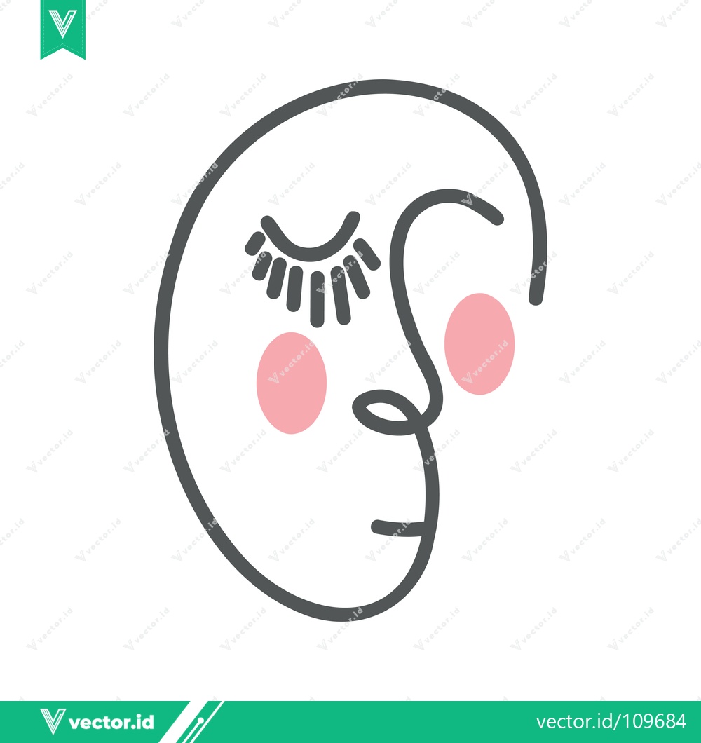 Premium Vector dari Minimalist Abstract Face Line Art with Pink Cheeks