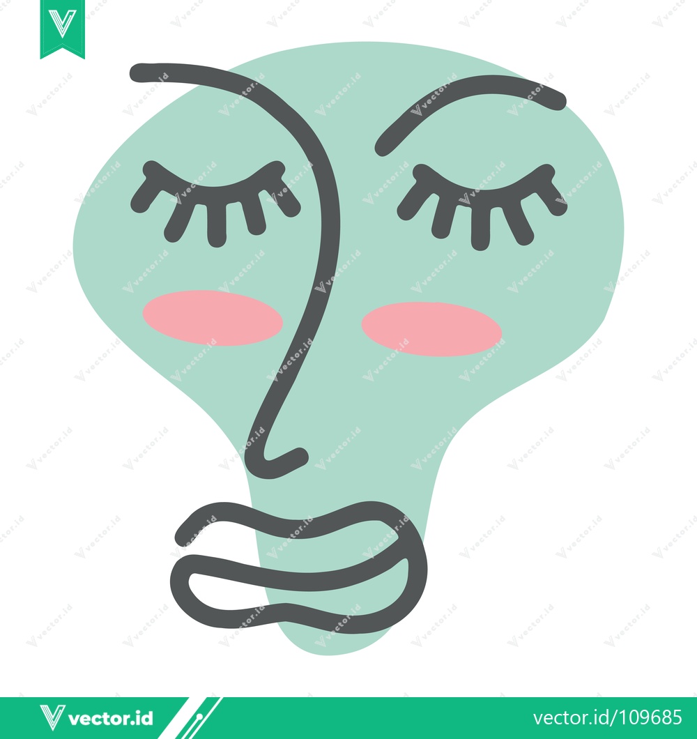 Premium Vector dari Abstract Face Illustration with Closed Eyes and Pink Cheeks