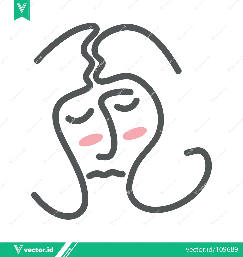 Premium Vector dari Minimalist Abstract Face Line Art with Blush Cheeks