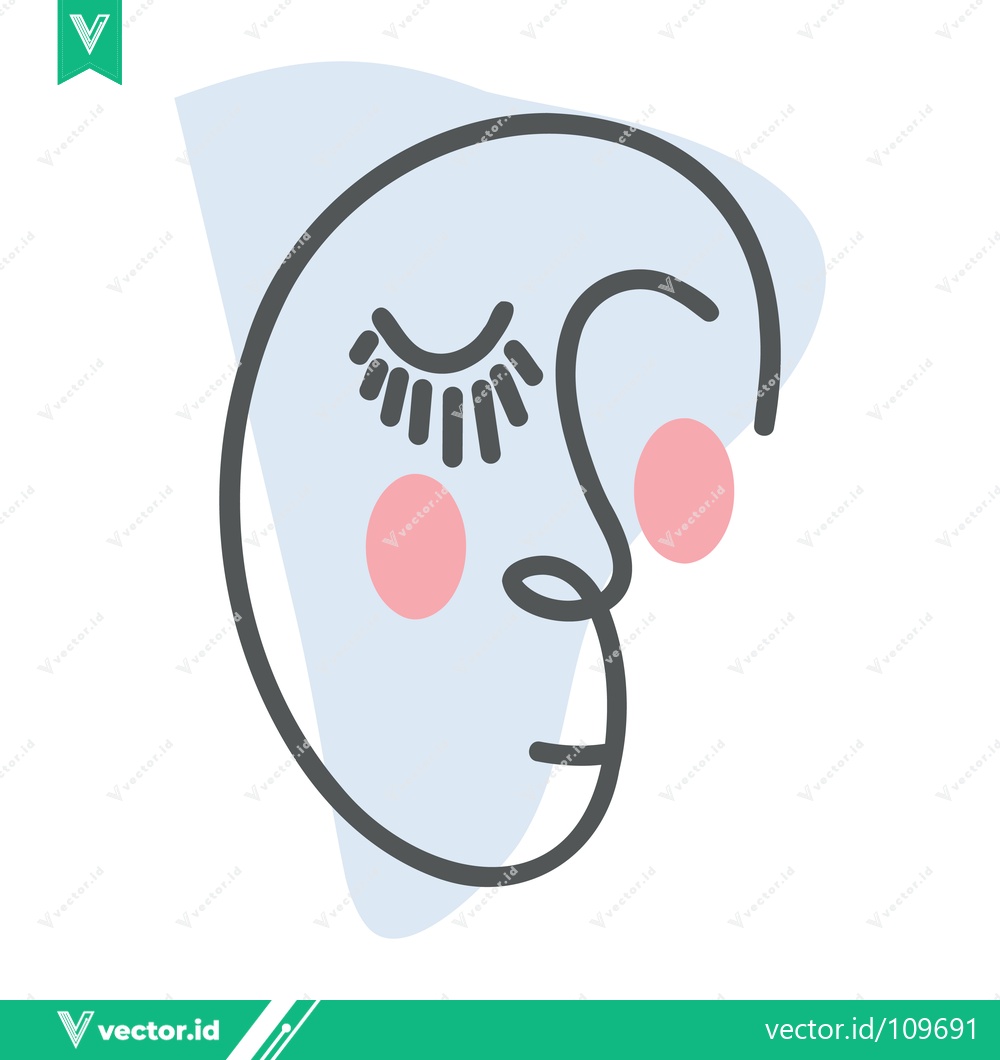 Premium Vector dari Minimalist Abstract Face Line Art with Blush Pink Cheeks
