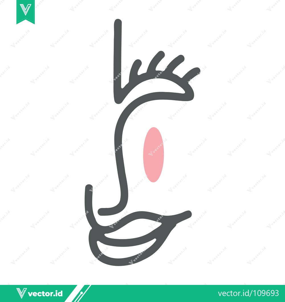 Premium Vector of Minimalist Line Art Face with Pink Oval Accent