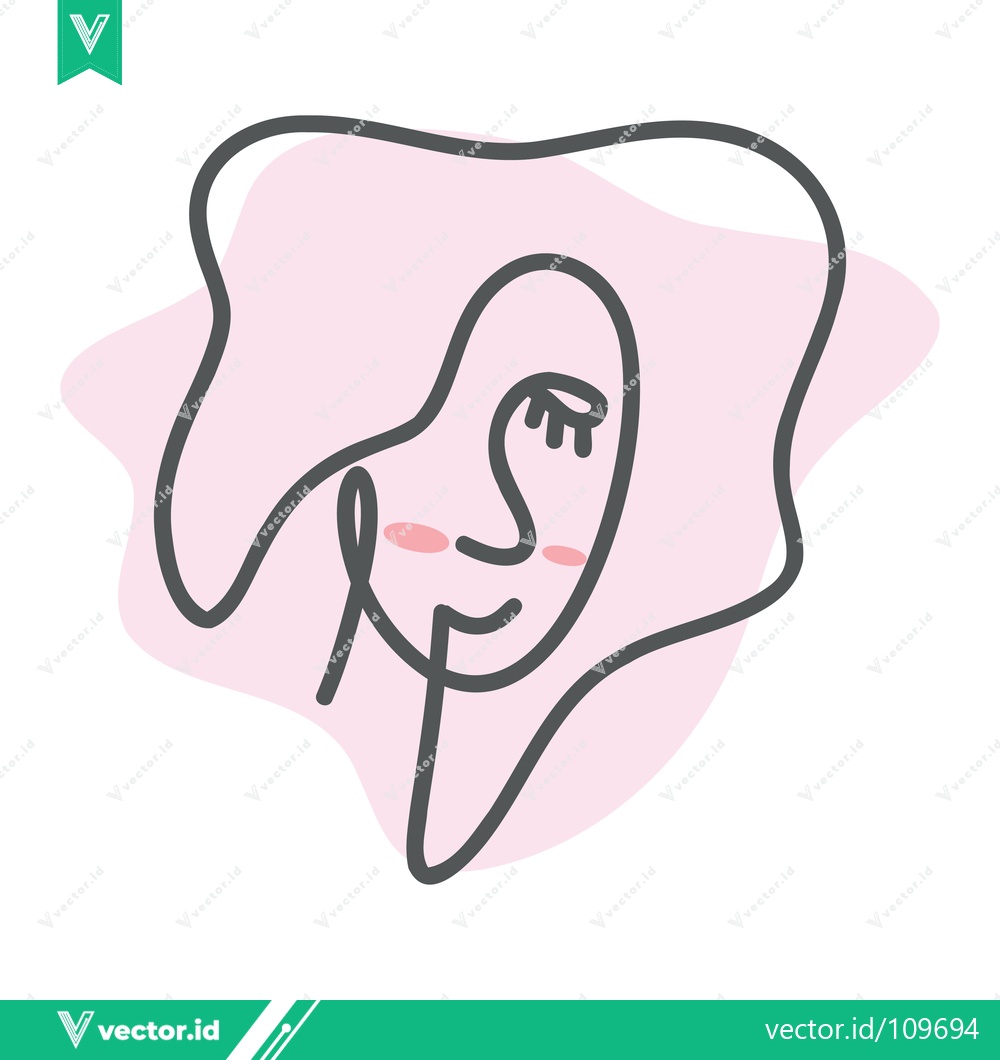 Premium Vector dari Minimalist Line Art Portrait of a Woman with Pink Abstract Shape