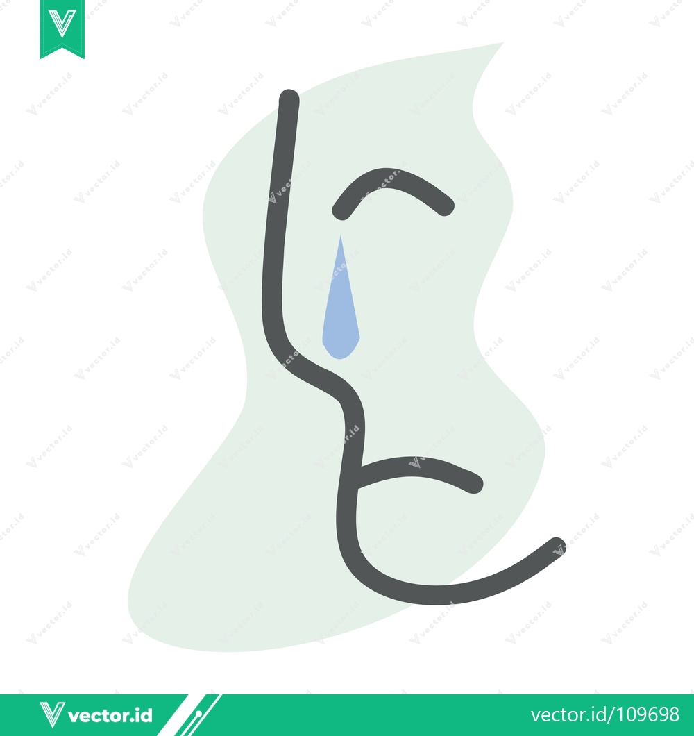 Premium Vector dari Minimalist Icon of a Crying Face with a Tear Drop