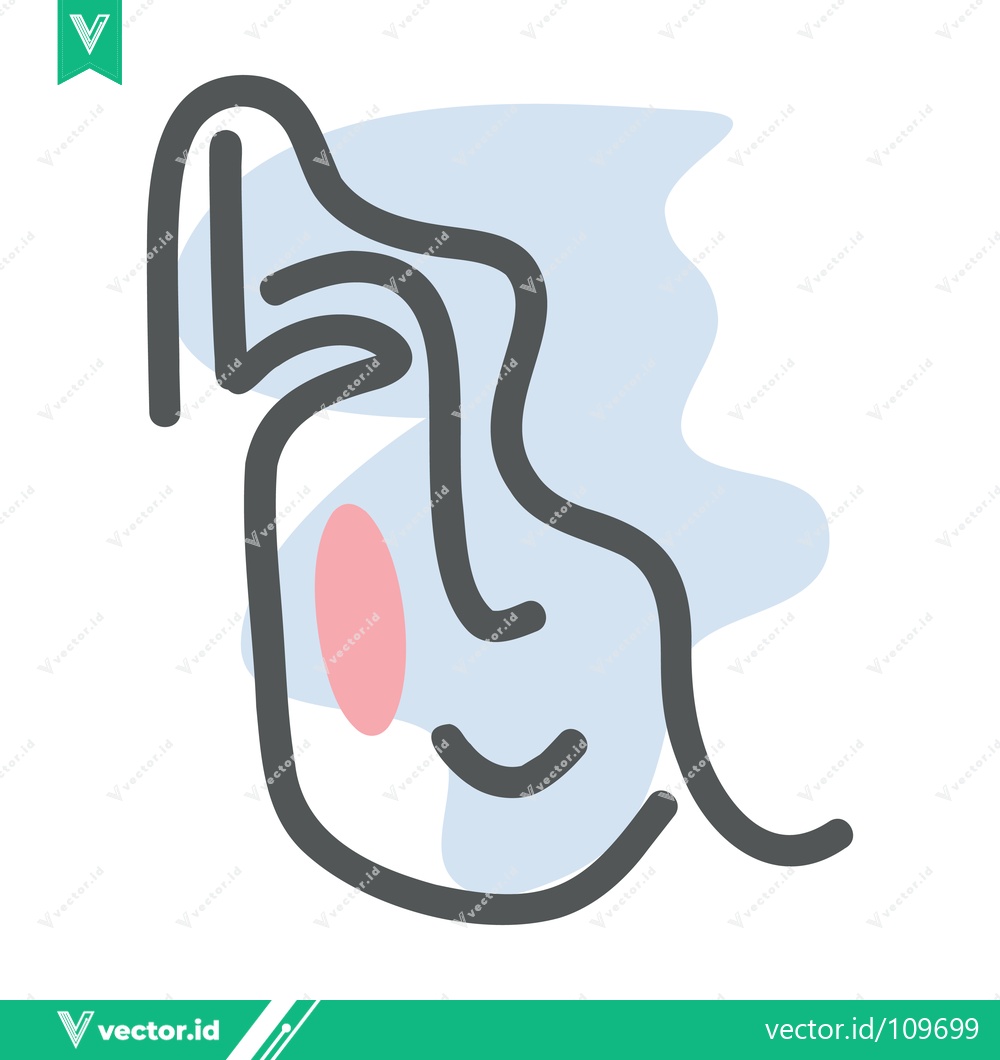Premium Vector of Abstract Minimalist Face Line Art with Soft Color Accents