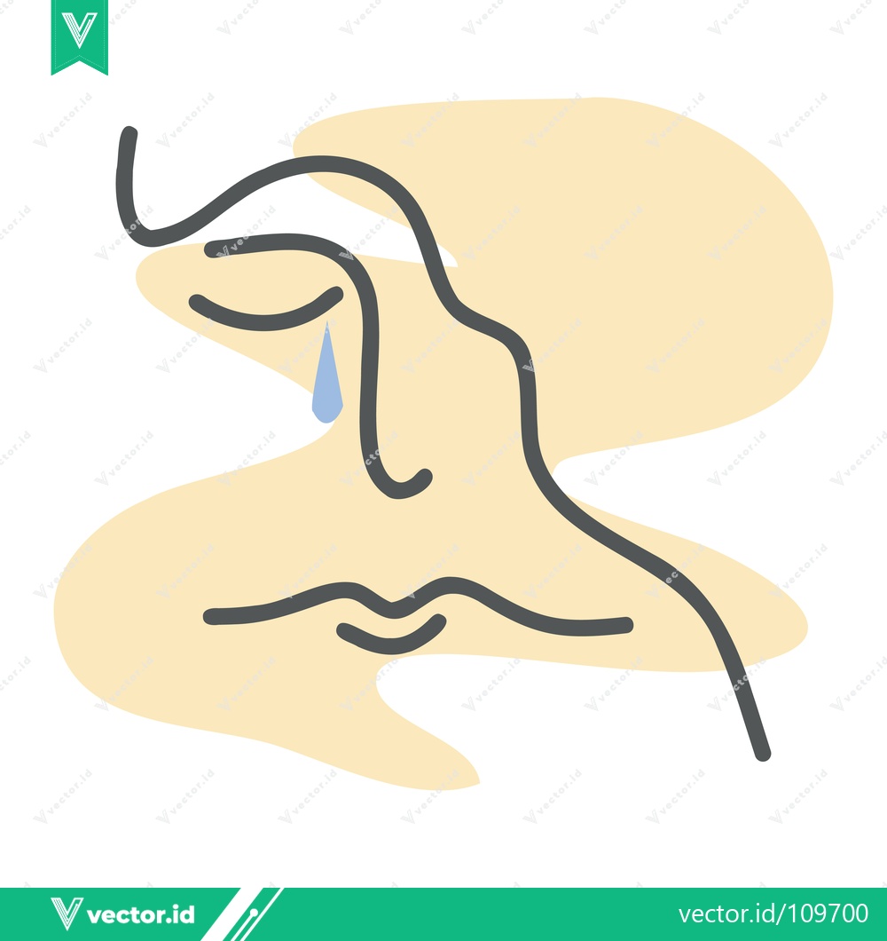 Premium Vector dari Minimalist Line Art of a Crying Face with a Tear Drop
