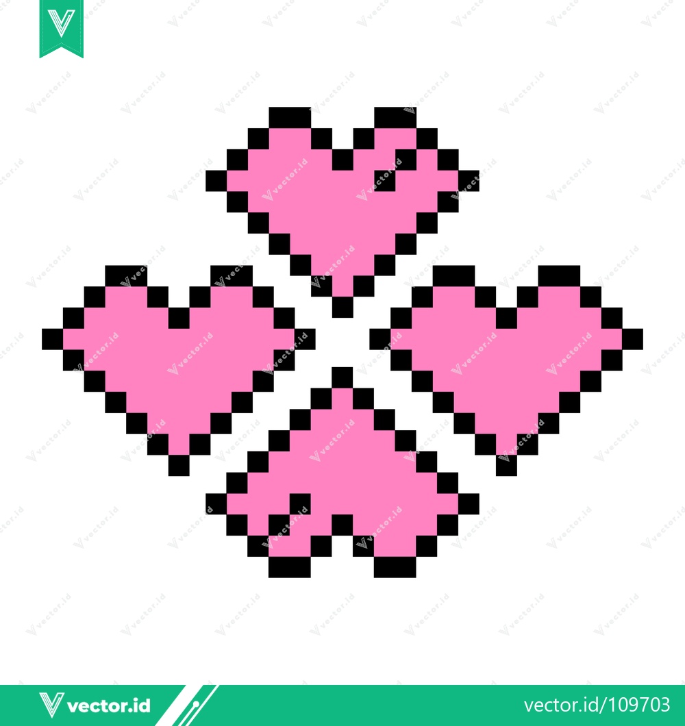 Premium Vector of Pixel Art Pink Hearts Arrangement