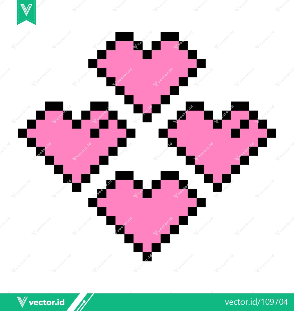 Premium Vector of Pixel Art Pink Hearts Arrangement