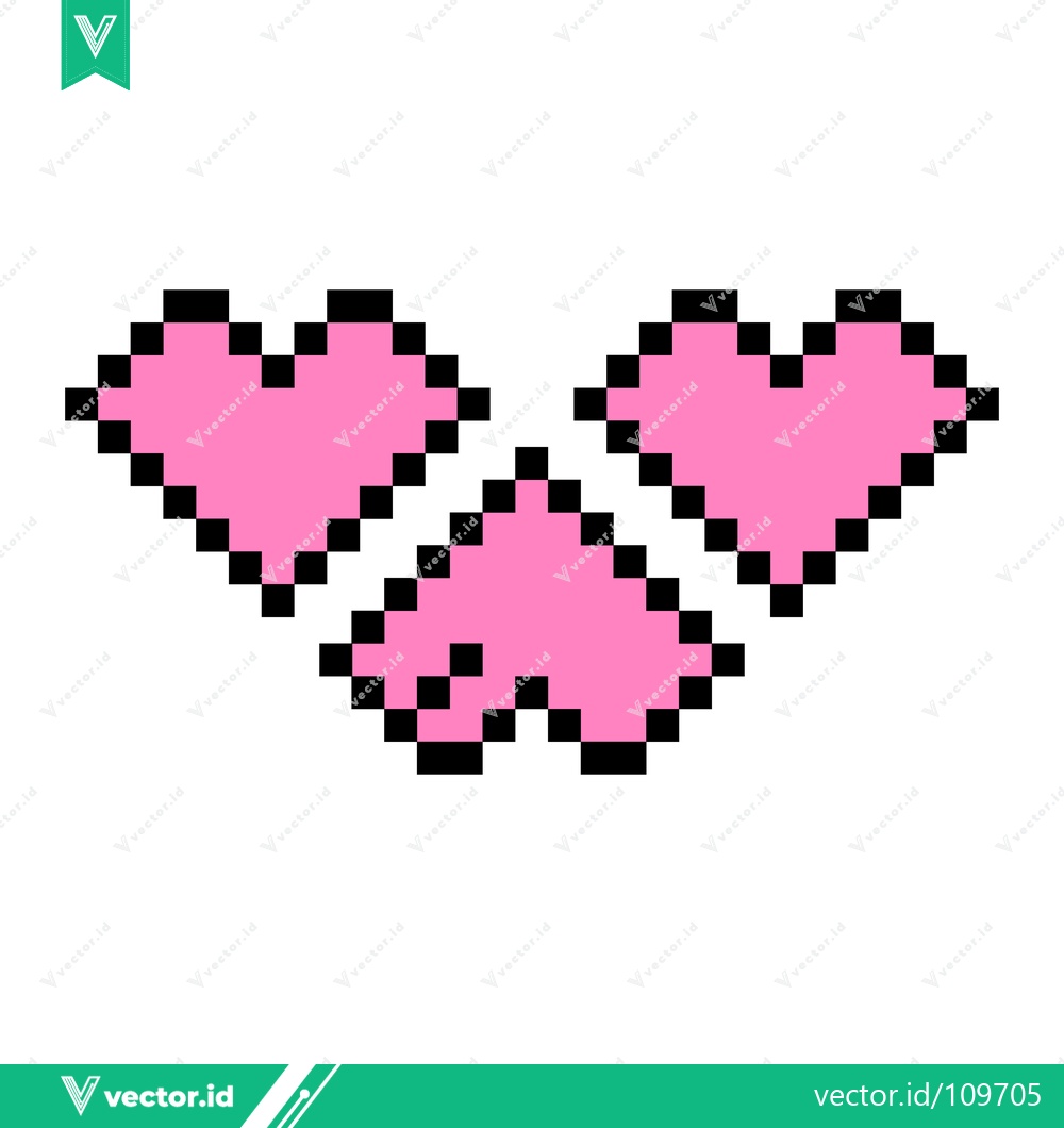 Premium Vector of Pixel Art Pink Hearts Arrangement