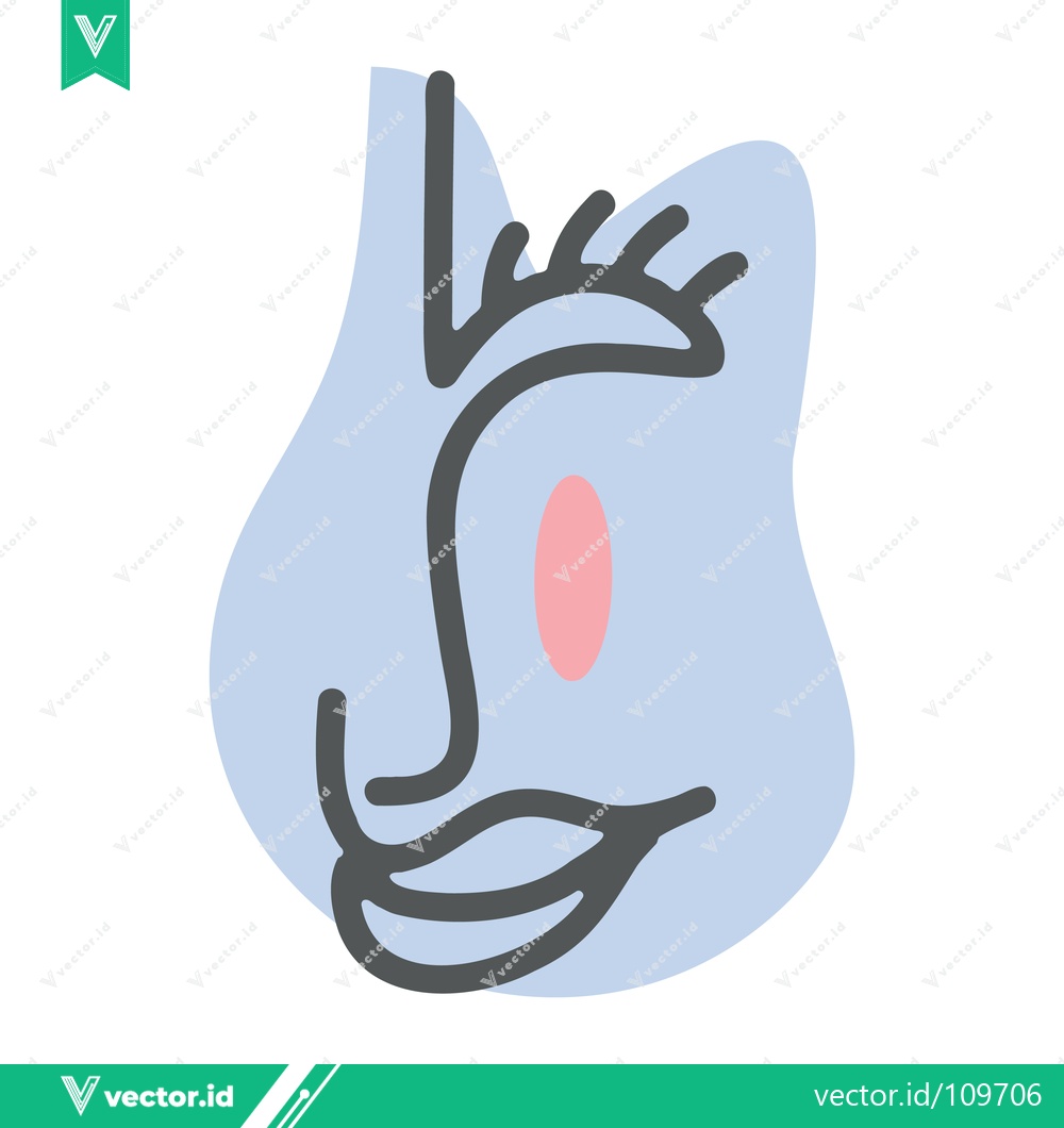 Premium Vector of Abstract Face Line Art Minimalist Blue Pastel