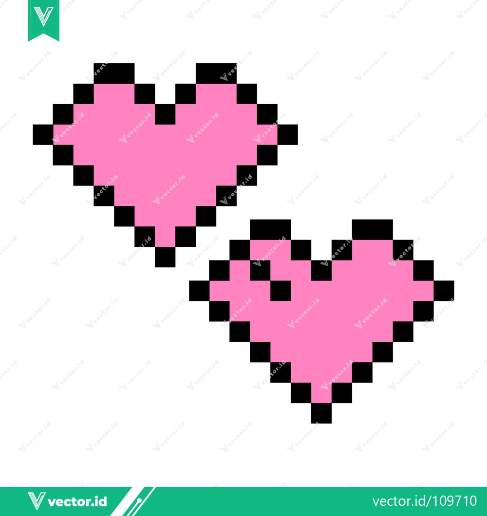 Premium Vector of Pixelated Pink Hearts Graphic Design