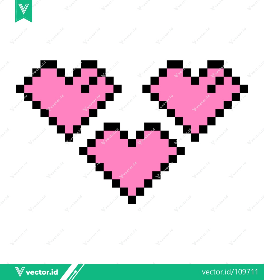 Premium Vector of Pixel Art Pink Hearts Arrangement