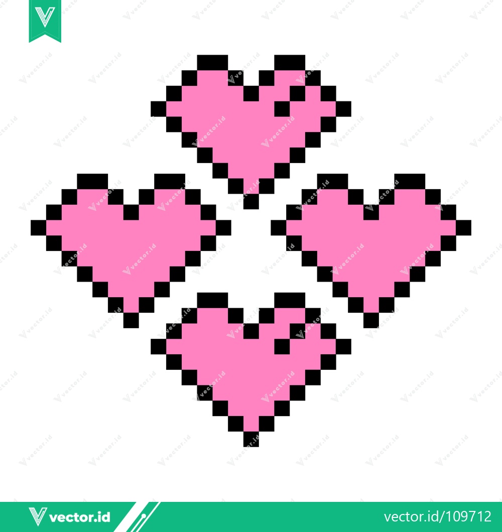 Premium Vector dari Pixelated Pink Hearts Arrangement