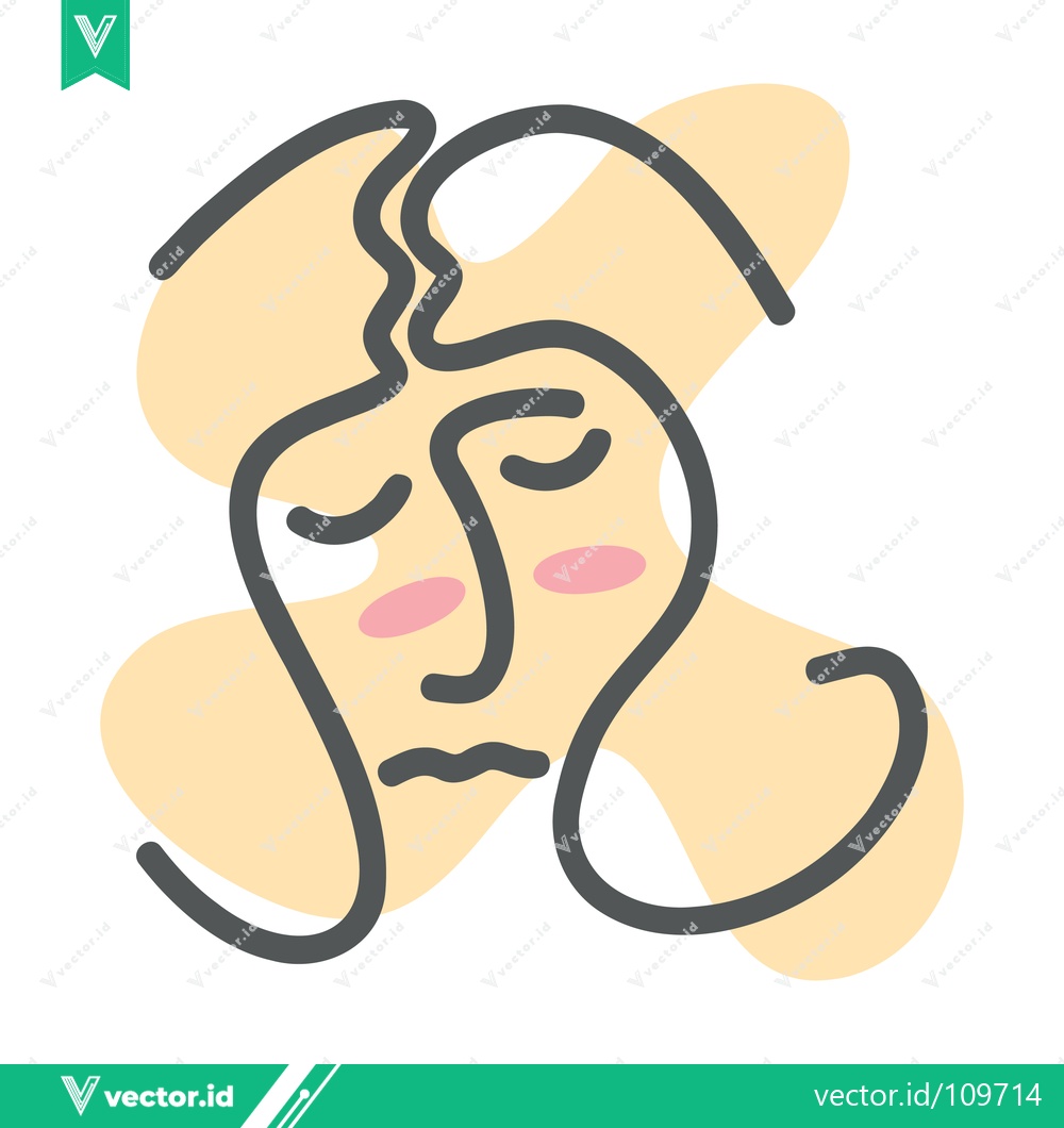 Premium Vector of Abstract Minimalist Line Art Face with Pastel Accents