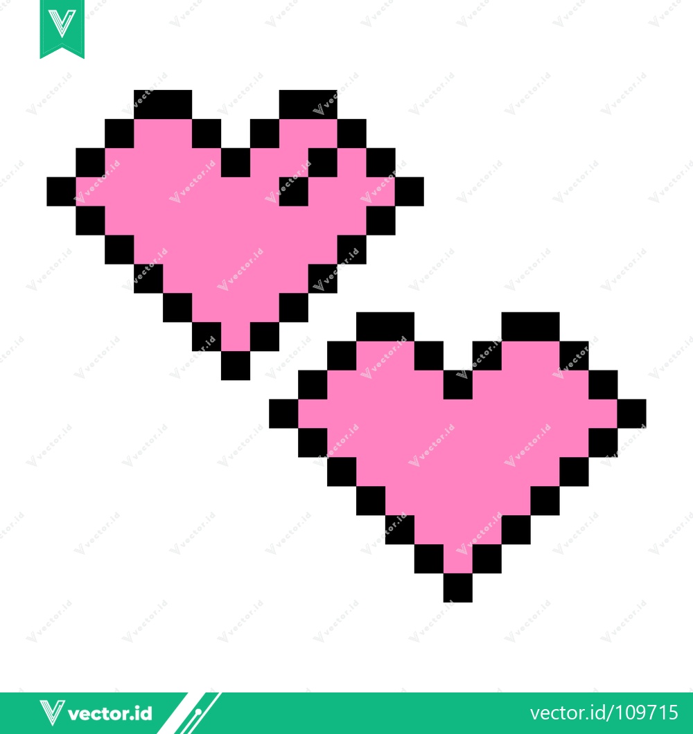 Premium Vector dari Pixel Art Pink Hearts