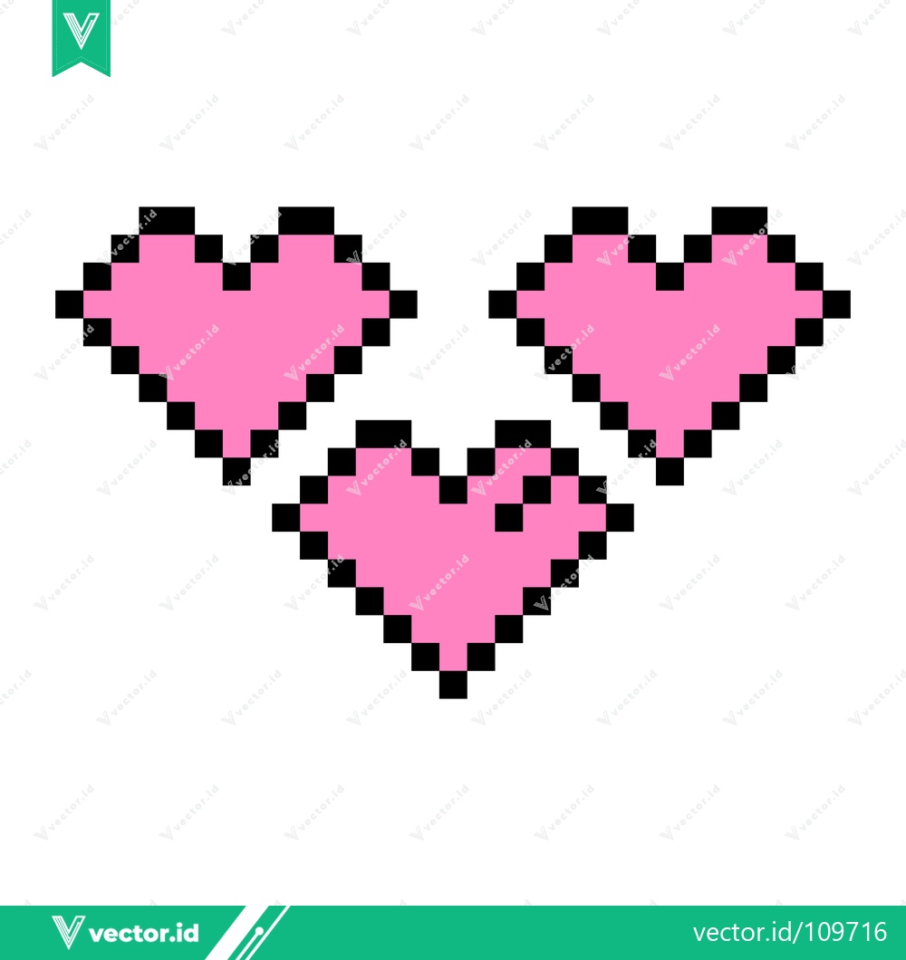 Premium Vector dari Pixel Art Pink Hearts Collection