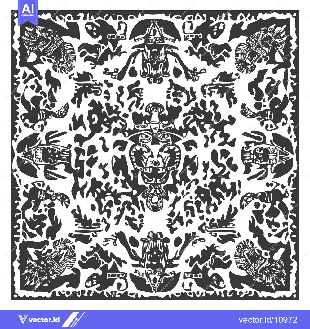 Premium Vector of Abstract Black and White Design with Multiple Symmetrical Figures