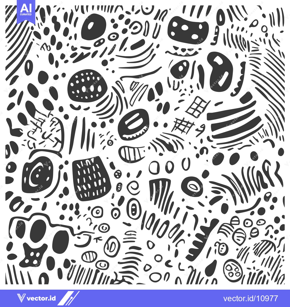 Premium Vector of Abstract Black and White Doodle Pattern