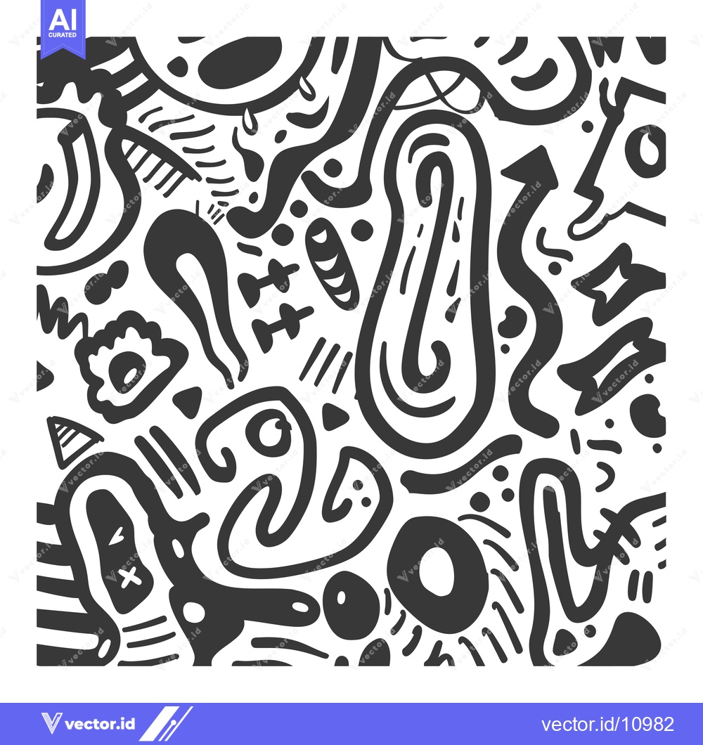 Premium Vector dari Abstract Black and White Doodle Pattern with Organic Shapes