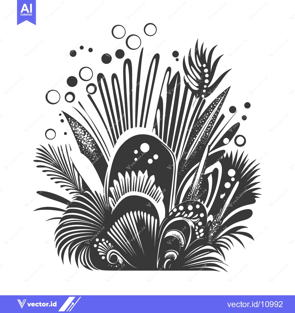 Premium Vector dari Abstract Black and White Floral Design with Circular Elements