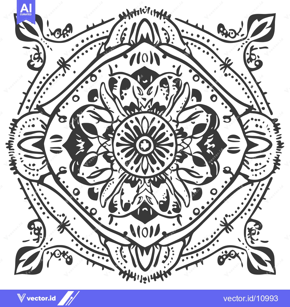 Premium Vector dari Abstract Black and White Floral Mandala Design